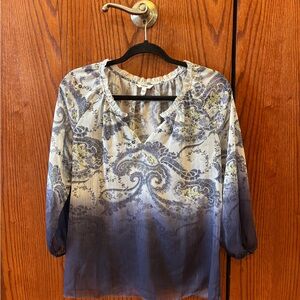 Sonoma Dark Blue and Light Blue Paisley Blouse